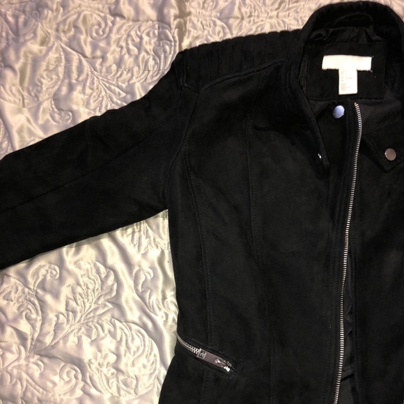 H&M Jackets & Blazers - FauxBlack Suede Biker Jacket